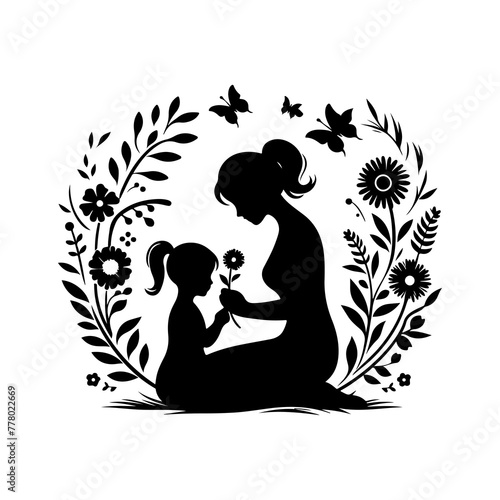 Happy Mothers Day vector silhouette .lettering . Mothers Day logo vector. Mother s day card