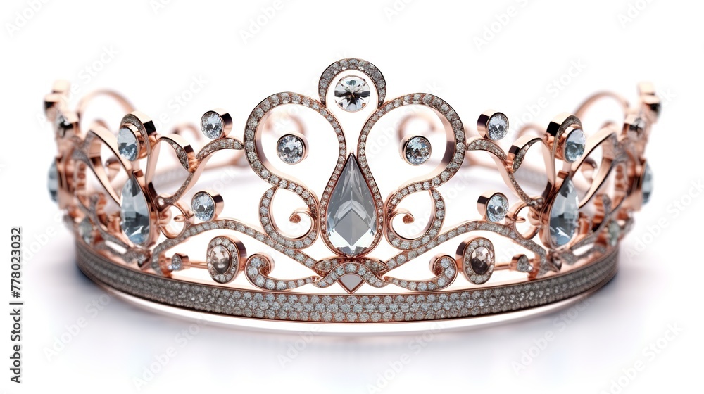 Princess tiara isolated on white background. Clipping path included. - obrazy, fototapety, plakaty 