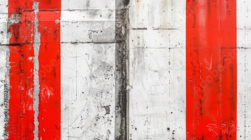 White and red stripes painted on a wall. Abstract background for design.