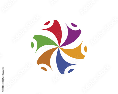 abstract colorful people logo design template