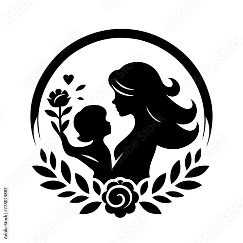 Happy Mothers Day vector silhouette .lettering . Mothers Day logo vector. Mother s day card