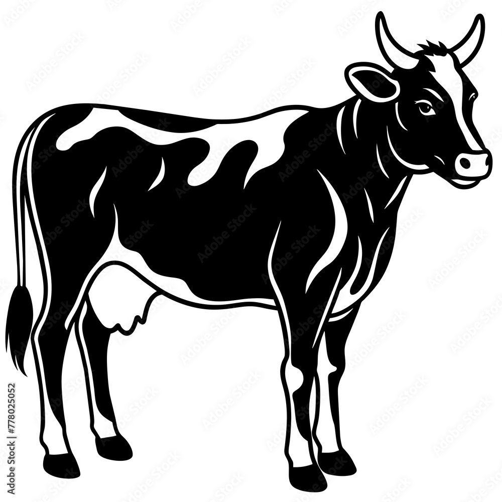 black and white cow