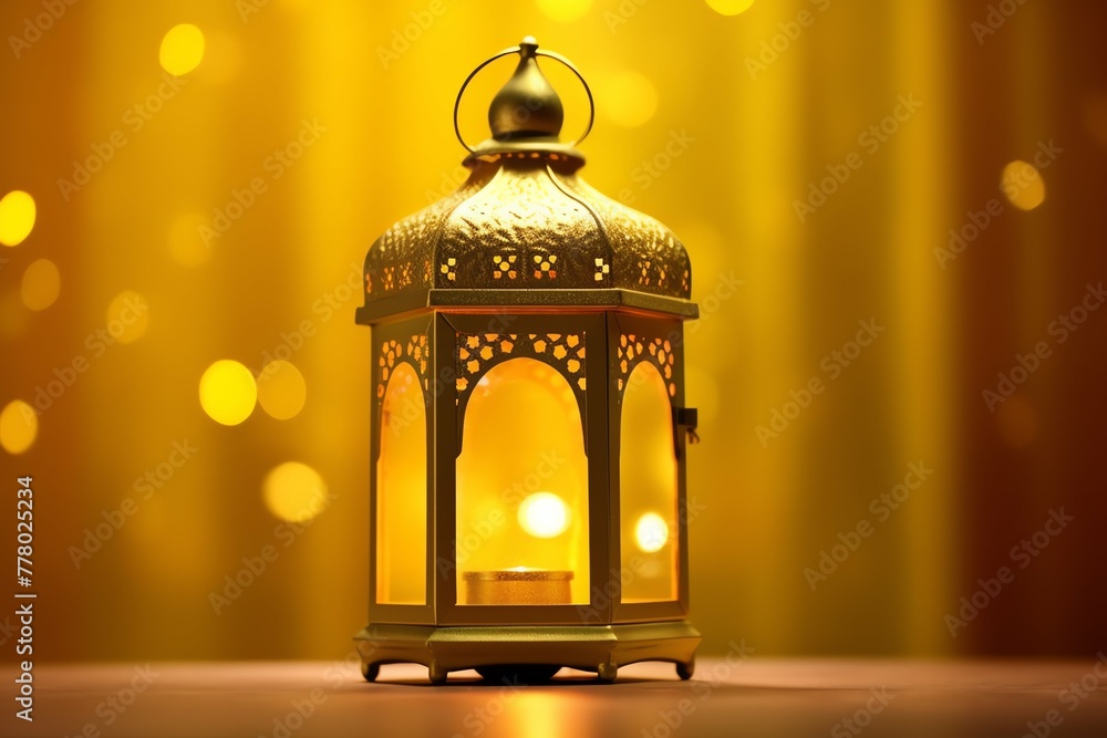 Eid mubarak and ramadan kareem greetings with islamic lantern and mosque. Eid al fitr background