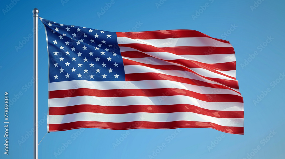 Fototapeta premium A social media post mockup for Independence Day, featuring an animated American flag waving, with customizable text overlay for event details or greetings.