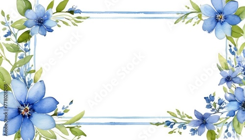 Dive into serenity with our watercolor blue floral frame mockup. Tranquil hues surround the empty space  ready for your text or photo