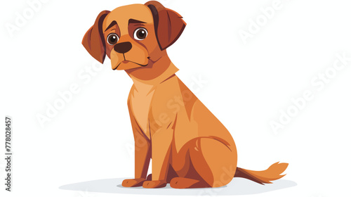 Cartoon illustration of an alert concerned brown dog.