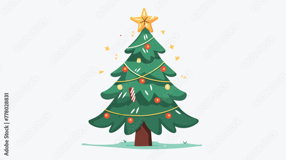 Cartoon vector illustration of Beautiful Christmas tree