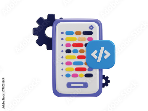 smart phone and program code development, coding screen. IT technologies, website programming, app development, software engineering