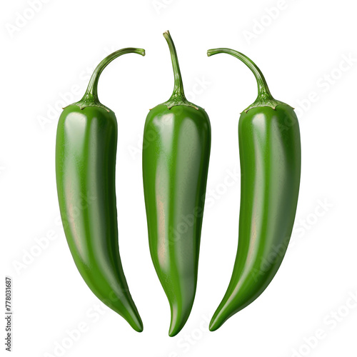 Three green peppers on Transparent Background