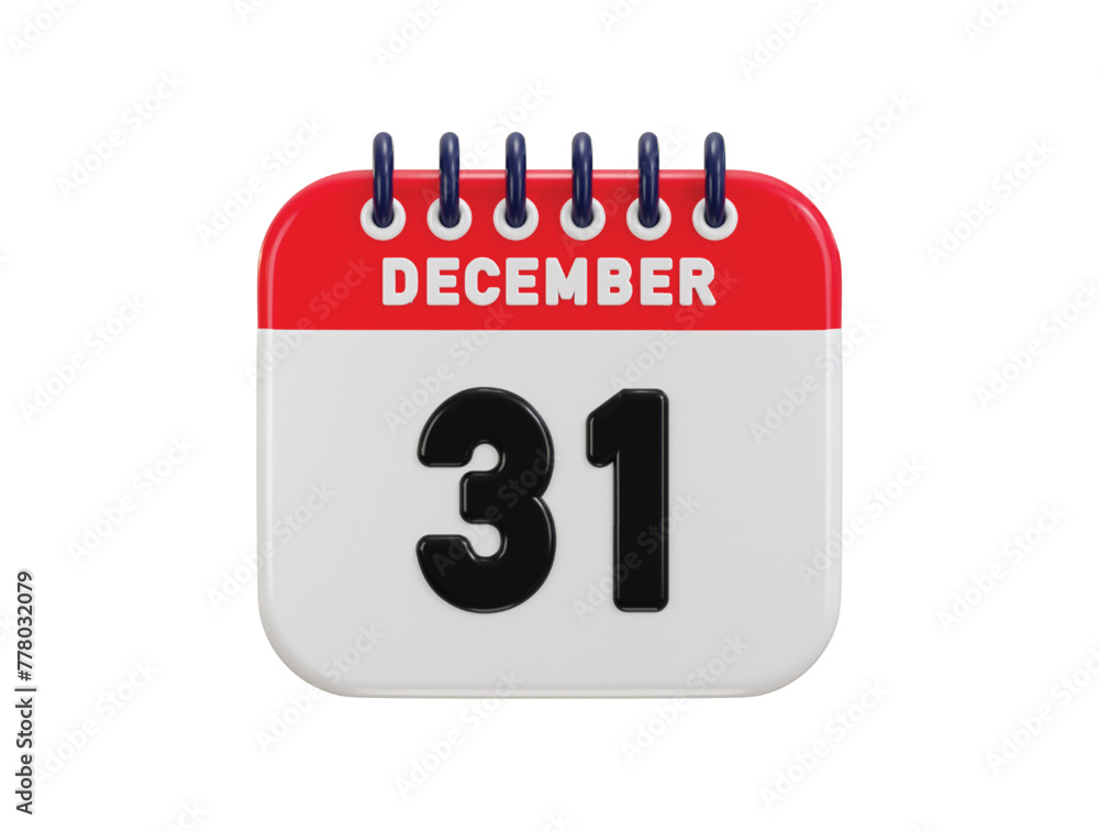 a calendar that says 31st december icon 3d render a calendar that says 31st december icon 3d render