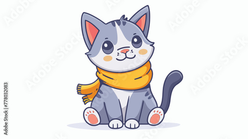 Cute Cartoon Kitten Wearing a Clothes. Animal Cartoon © Jasmin