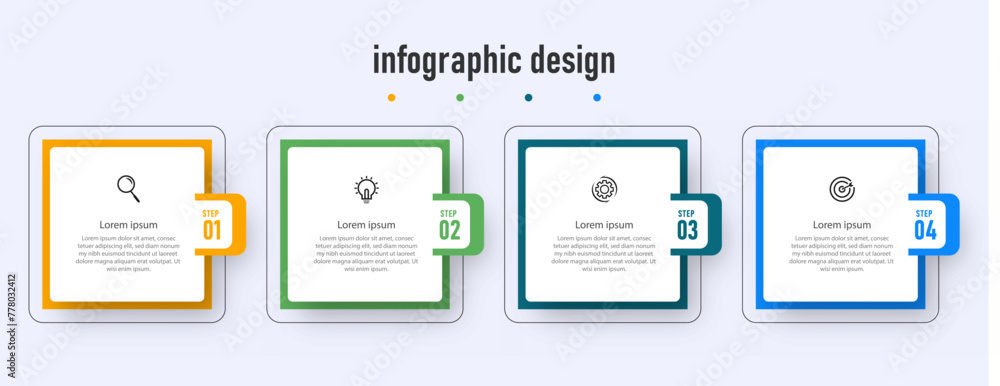 infographics design template. timeline with 4 steps, options. can be used for workflow diagram, info chart, web design. vector illustration.
