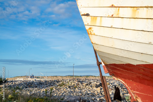 Old fishing vessel on dry land in County Donegal, Ireland