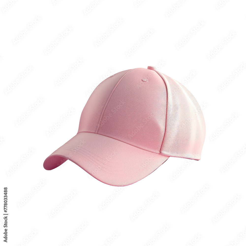 Fototapeta premium A close-up of a pink baseball cap on a Transparent Background
