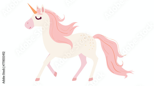 Cute unicorn flat vector isolated on white background