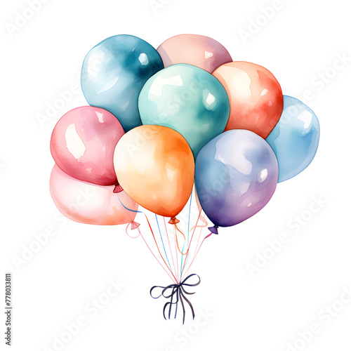 balloons watercolor illustration.