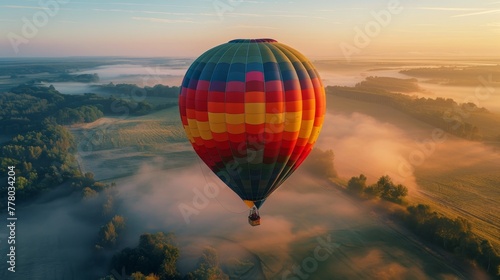 Hot Air Balloon Soaring in Sky