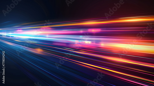 Abstract digital background with blurred speed lines and glowing light effects