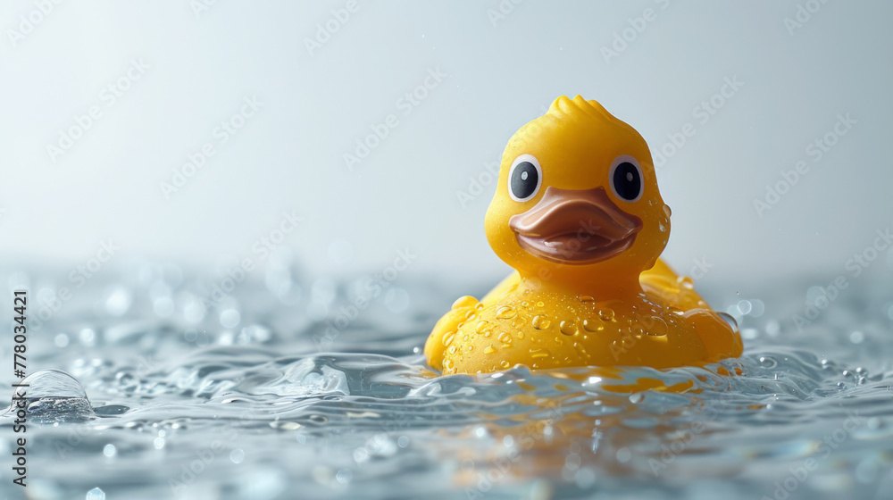 Rubber Duck Surrounded By Sparkling Water Splashes Rubber Duck Surrounded By Sparkling Water Splashes