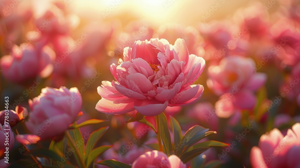Large Pink Flower Blooms in Field Large Pink Flower Blooms in Field