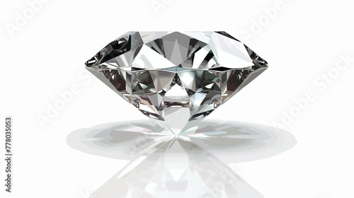 Diamond with reflection isolated on white flat vector