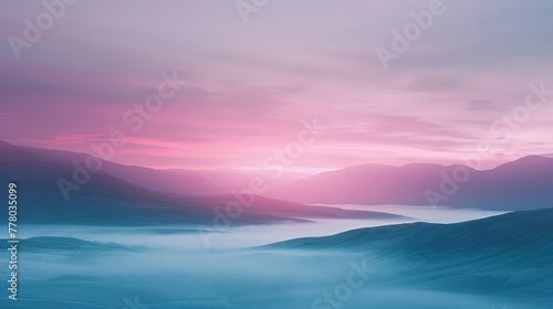 Soft   diffused layers of pastel hues blending together to form a tranquil and serene abstract landscape