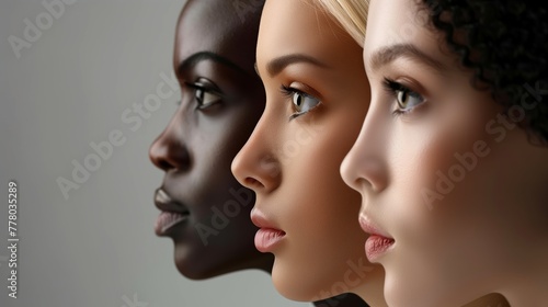 3 women face Different Race Stand Together