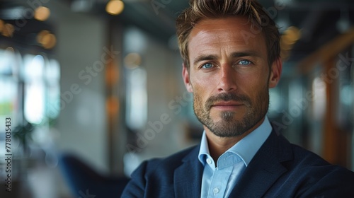 Businessman in Suit Looking at Camera