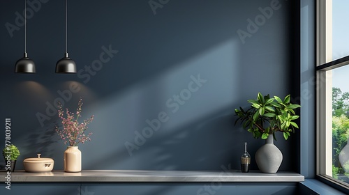 Elegant Home Decor with Pendant Lighting and Plants photo