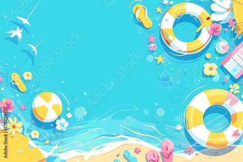 summer background with beach illustrations