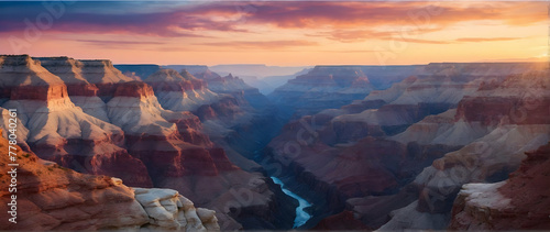 Photo real as Canyon Chorus The echoing call of a canyon in the hues of watercolor twilight. in nature and landscapes theme ,for advertisement and banner ,Full depth of field, high quality ,include co