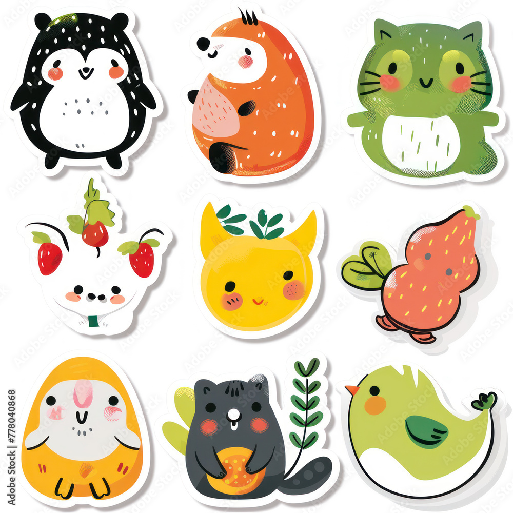 cute character sticker, set of animals, sticker production