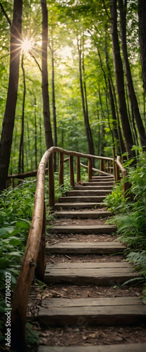 Photo real as Forest Pathway A forest trail winds through the heart of nature playground. in nature and landscapes theme ,for advertisement and banner ,Full depth of field, high quality ,include copy  © Gohgah