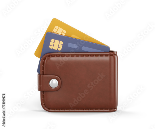 Wallet icon - Wallet and credit cards 3d icon