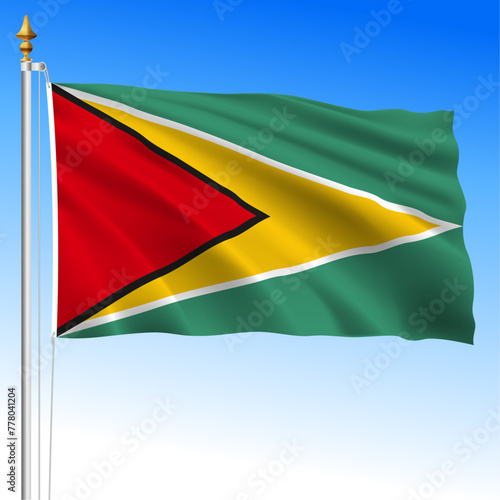 Guyana  official national waving flag  south american country  vector illustration