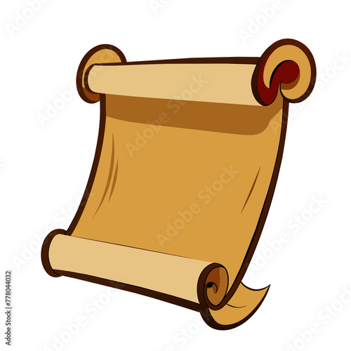 Old paper scroll and parchment cartoon blank ancient papyrus or antique manuscript