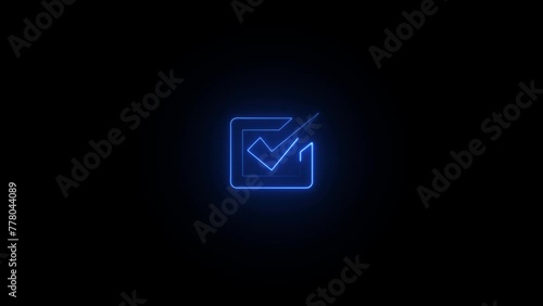 neon line Simple Check mark icon, positive tick symbol of approved, success, confirm, correct concept photo