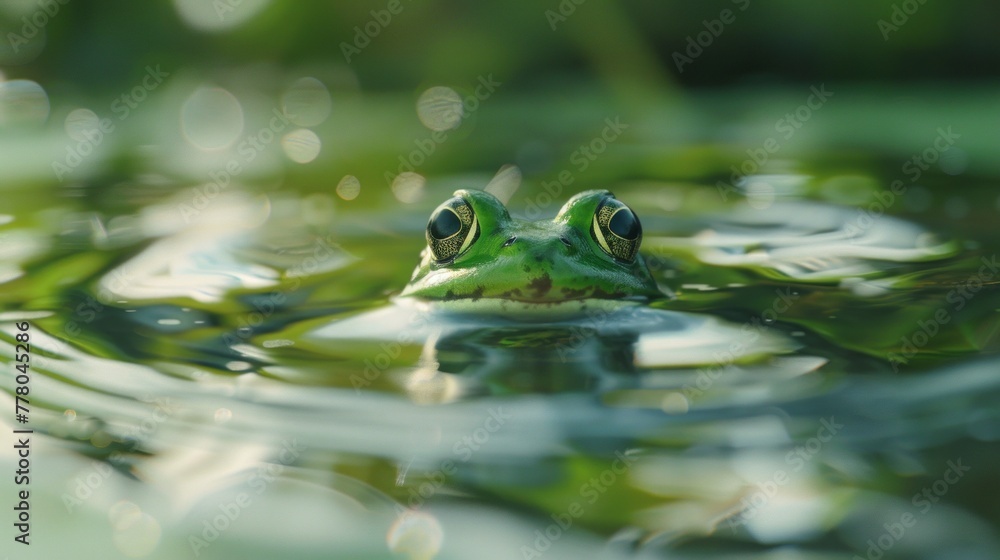 Whitelipped frog in the water swimming frog Whitelipped frog in the water swimming frog