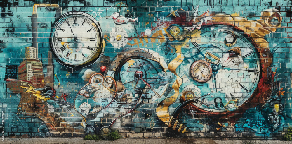 Naklejka premium Abstract Time Concept Graffiti Artwork 