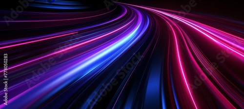 Abstract Neon Light Trails in Dark Background. © MOMO