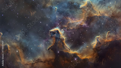 A galactic tapestry woven from twinkling stars and shimmering nebulae