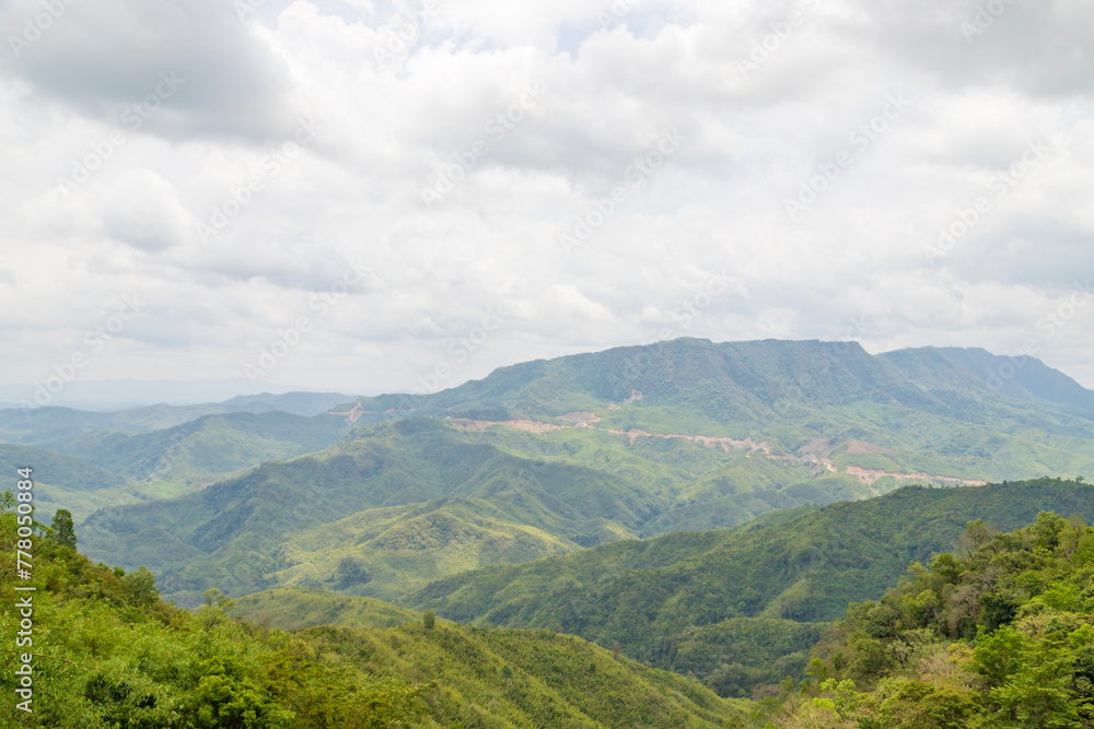 Beautiful Mountain valley with morning sunlight in songtal nature landscape image of manipur india.