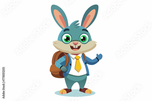 cute-rabbit-edd-in-a-school-uniform vector 