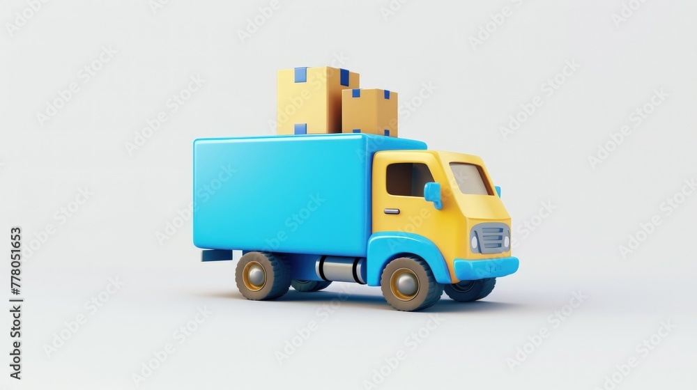 3d shipping truck cartoon design isolated on white background 3d shipping truck cartoon design isolated on white background