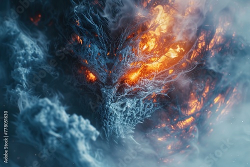 Chimera wolf and dragon fire and ice.