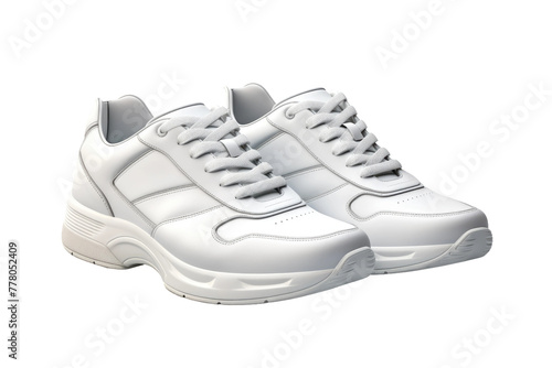 Ethereal Elegance: White Shoes Dance on a Blank Canvas. White or PNG Transparent Background.