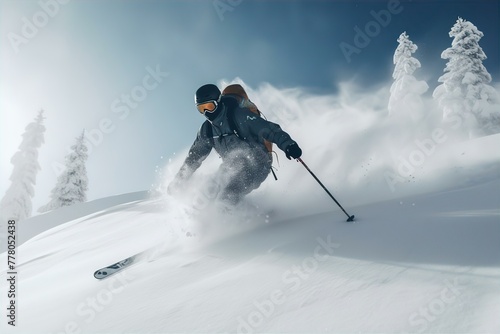 Extreme ski in pski, extreme, powder, snow, sport, adventure, winter, cold, action, mountain, thrill, adrenaline, nature, outdoorowder snow