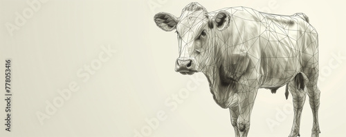 Geometric illustration of a cow on a light background