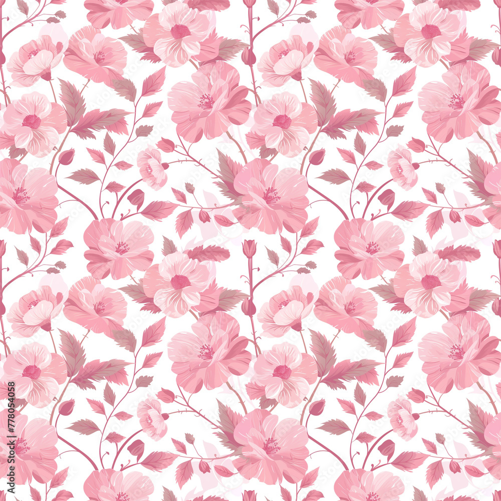 Fototapeta Floral pink color, Beautiful form natural, seamless pattern.