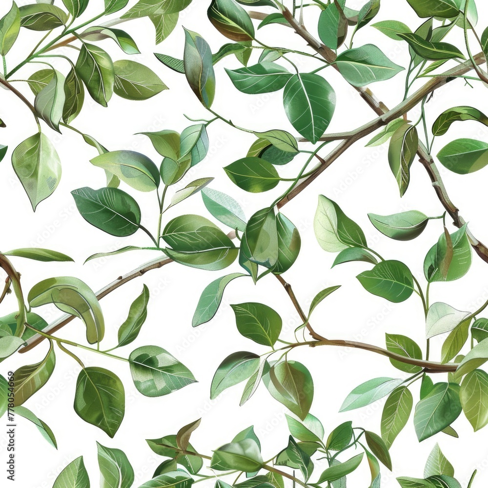 Naklejka premium Leaves Sprigs Twigs Leafage Stem Branch, Watercolor Style, Background For Banner, HD